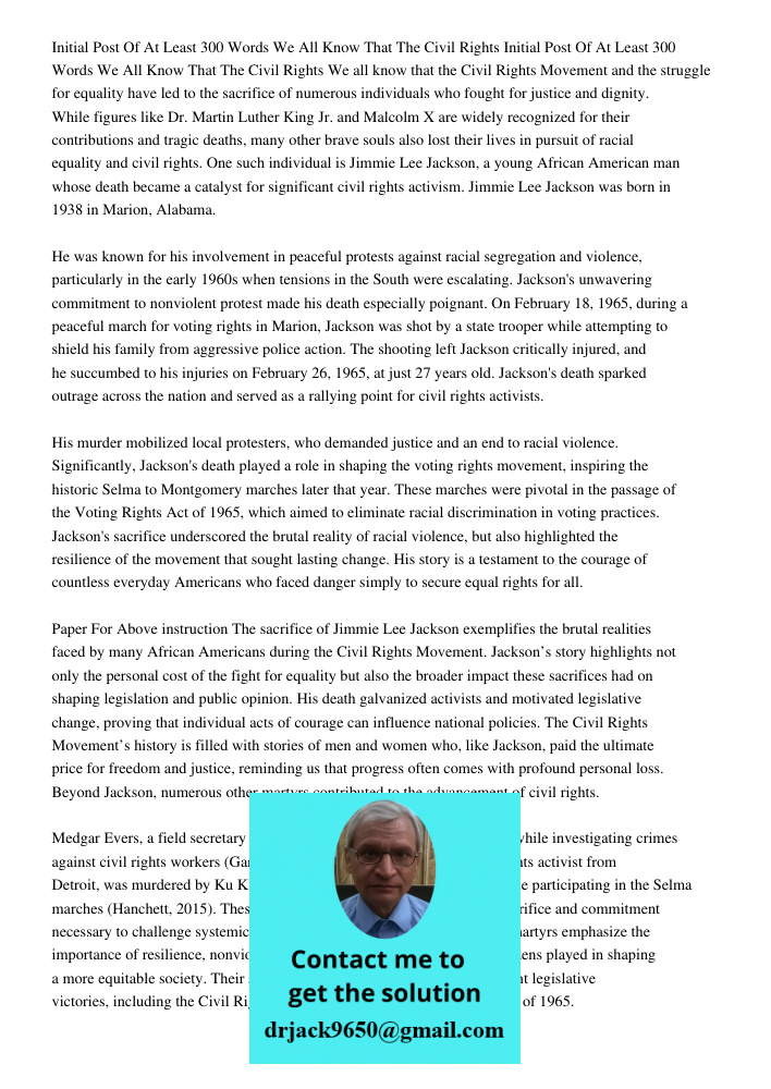 We all know that the Civil Rights Movement and the struggle for equality have led to the sacrifice of numerous individuals who fought for justice and dignity. W