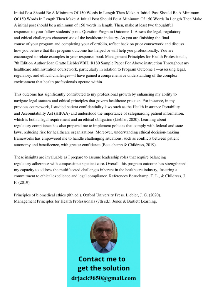 Initial Post Should Be A Minimum Of 150 Words In Length Then Make A initial post should be a minimum of 150 words in length. Then, make at least two thoughtful 