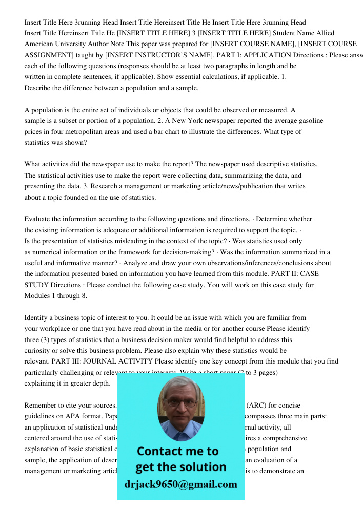[INSERT TITLE HERE] 3 [INSERT TITLE HERE] Student Name Allied American University Author Note This paper was prepared for [INSERT COURSE NAME], [INSERT COURSE A