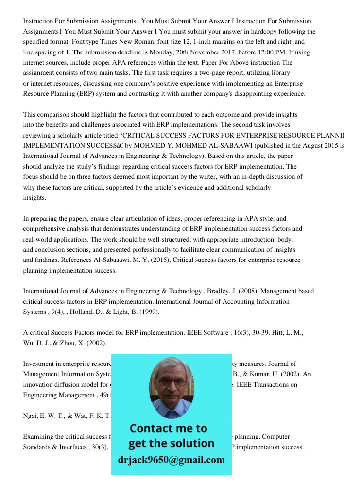 You must submit your answer in hardcopy following the specified format: Font type Times New Roman, font size 12, 1-inch margins on the left and right, and line 