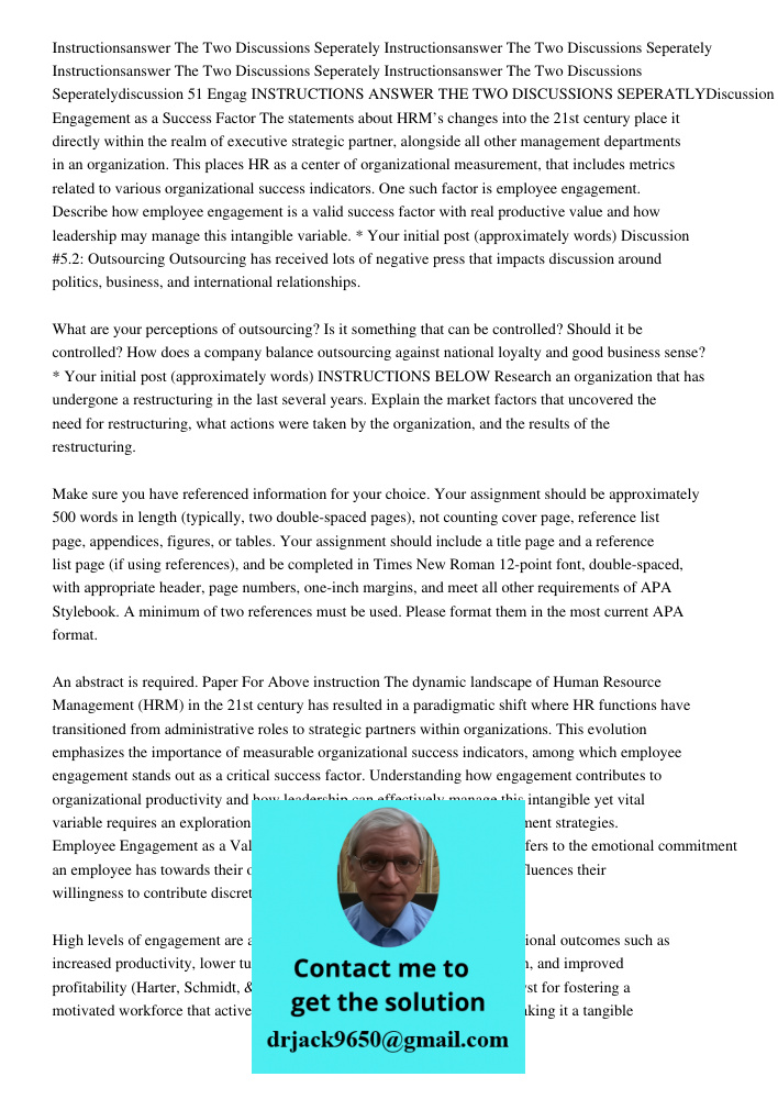 Instructionsanswer The Two Discussions Seperately Instructionsanswer The Two Discussions Seperatelydiscussion 51 Engag INSTRUCTIONS ANSWER THE TWO DISCUSSIONS S