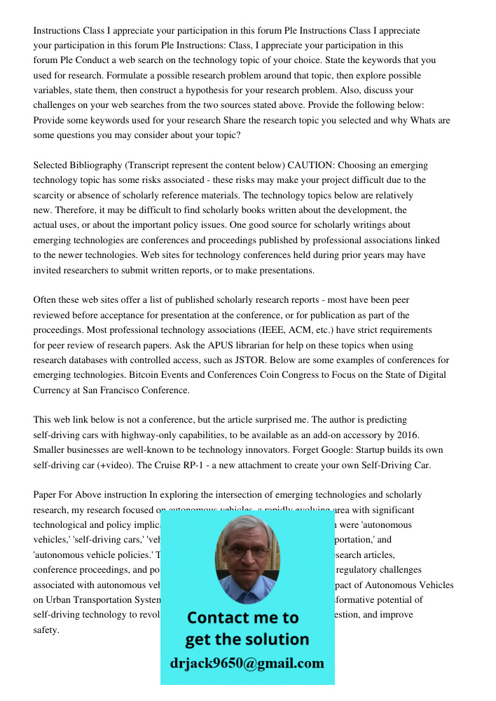 Instructions Class I appreciate your participation in this forum Ple Conduct a web search on the technology topic of your choice. State the keywords that you us