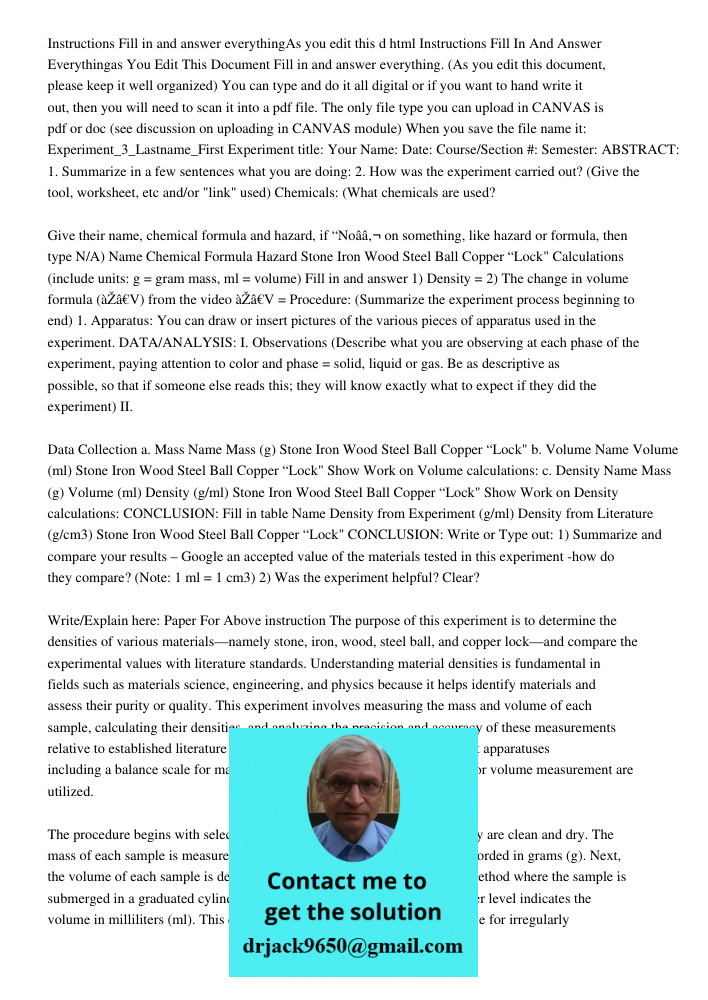 Instructions Fill In And Answer Everythingas You Edit This Document Fill in and answer everything. (As you edit this document, please keep it well organized) Yo