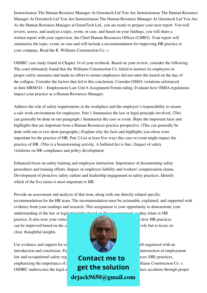 Instructionsas The Human Resource Manager At Greentech Ltd You Are As the Human Resource Manager at GreenTech Ltd., you are ready to prepare your next report. Y