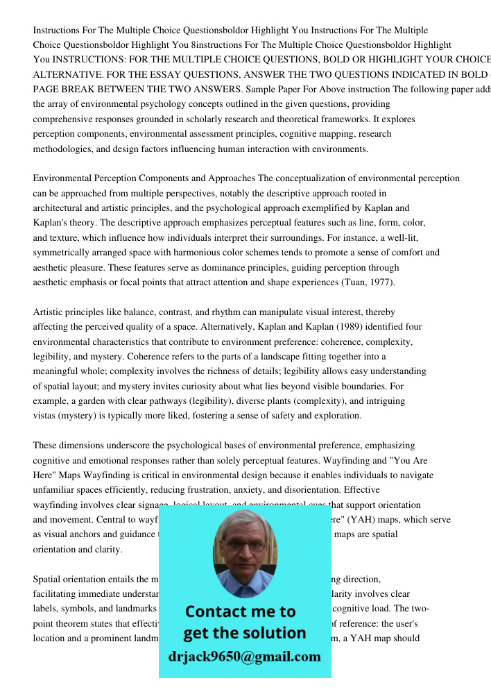 Instructions For The Multiple Choice Questionsboldor Highlight You INSTRUCTIONS: FOR THE MULTIPLE CHOICE QUESTIONS, BOLD OR HIGHLIGHT YOUR CHOICE OF THE CORRECT