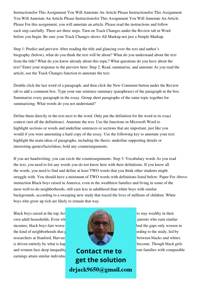 Instructionsfor This Assignment You Will Annotate An Article Please For this assignment, you will annotate an article. Please read the instructions and follow e