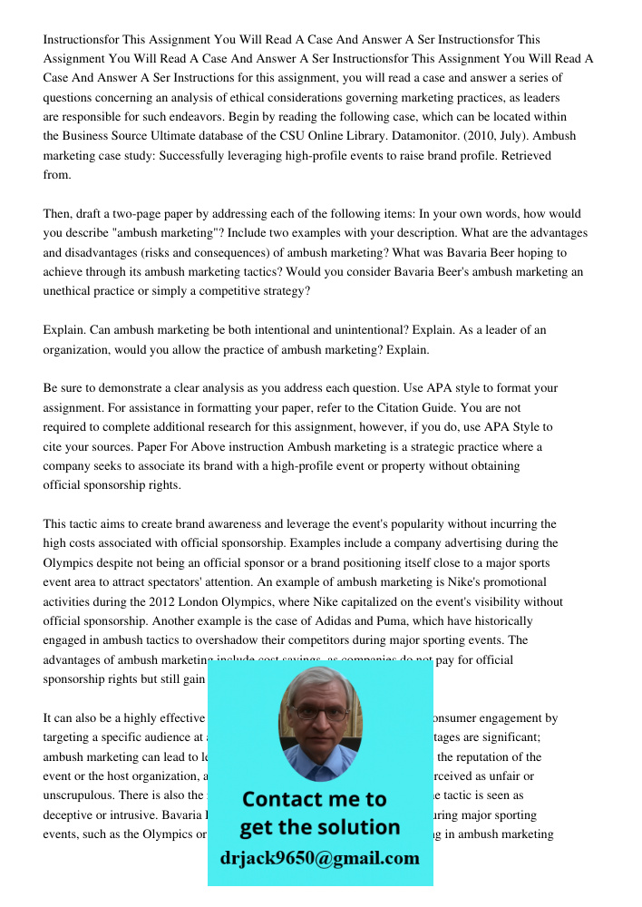 Instructionsfor This Assignment You Will Read A Case And Answer A Ser Instructions for this assignment, you will read a case and answer a series of questions co