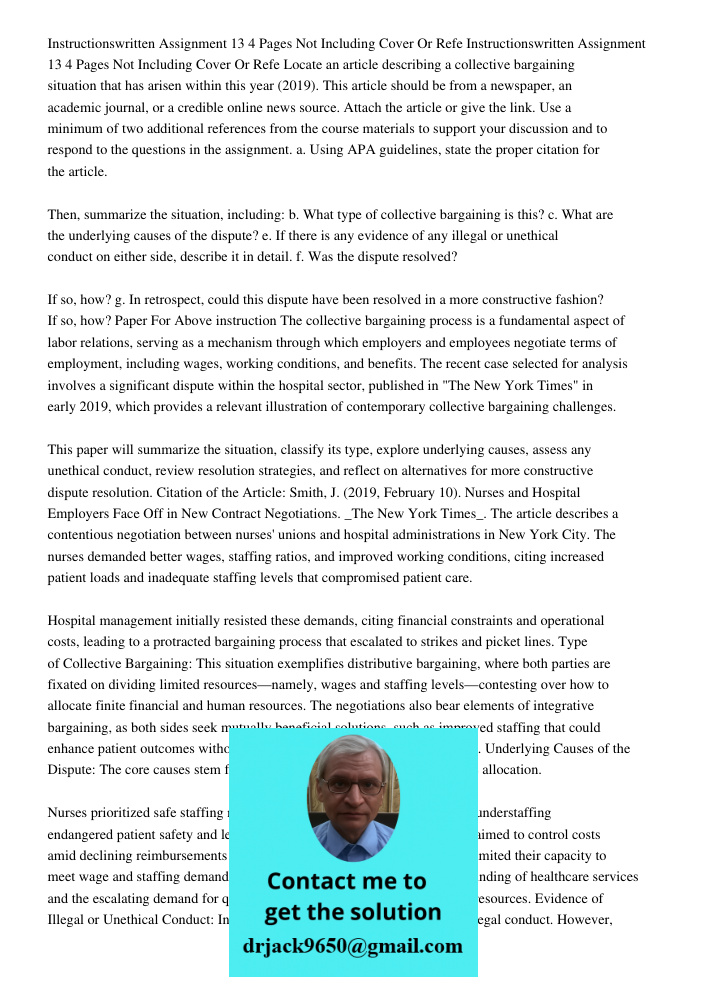 Locate an article describing a collective bargaining situation that has arisen within this year (2019). This article should be from a newspaper, an academic jou