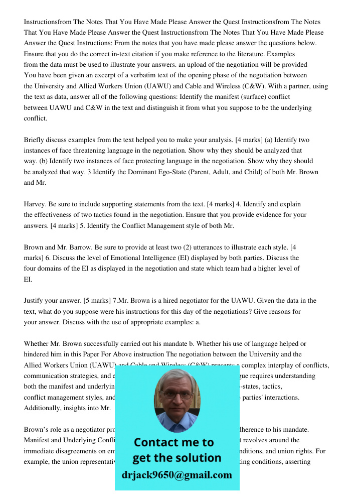 Instructionsfrom The Notes That You Have Made Please Answer the Quest Instructions: From the notes that you have made please answer the questions below. Ensure 