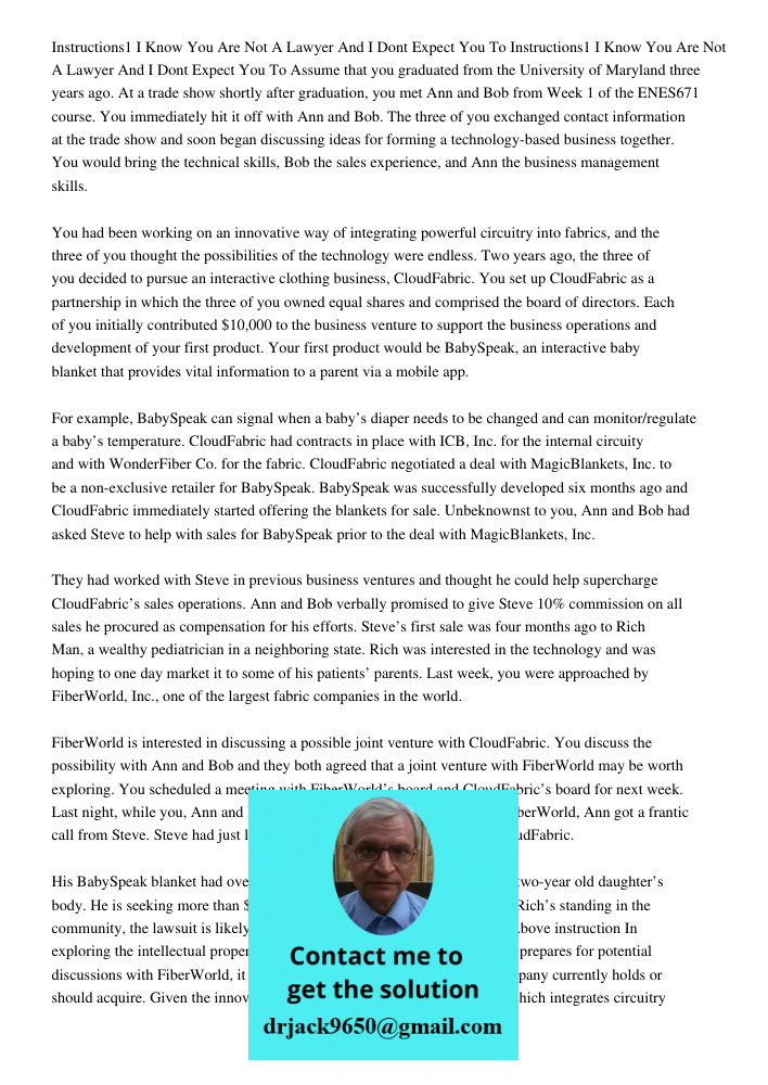 Assume that you graduated from the University of Maryland three years ago. At a trade show shortly after graduation, you met Ann and Bob from Week 1 of the ENES