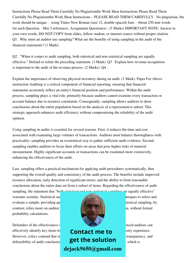 Instructions – PLEASE READ THEM CAREFULLY · No plagiarism, the work should be unique . · using Times New Roman (size 12, double-spaced) font. · About 250 min wo