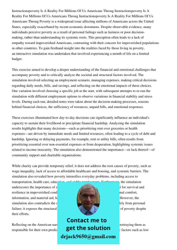 Instructionspoverty Is A Reality For Millions Of Us Americans Throug Poverty is a widespread issue affecting millions of Americans across the United States, esp