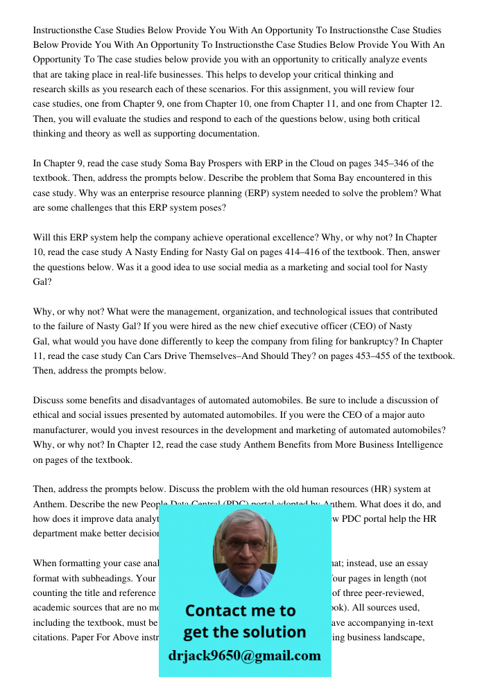 Instructionsthe Case Studies Below Provide You With An Opportunity To The case studies below provide you with an opportunity to critically analyze events that a