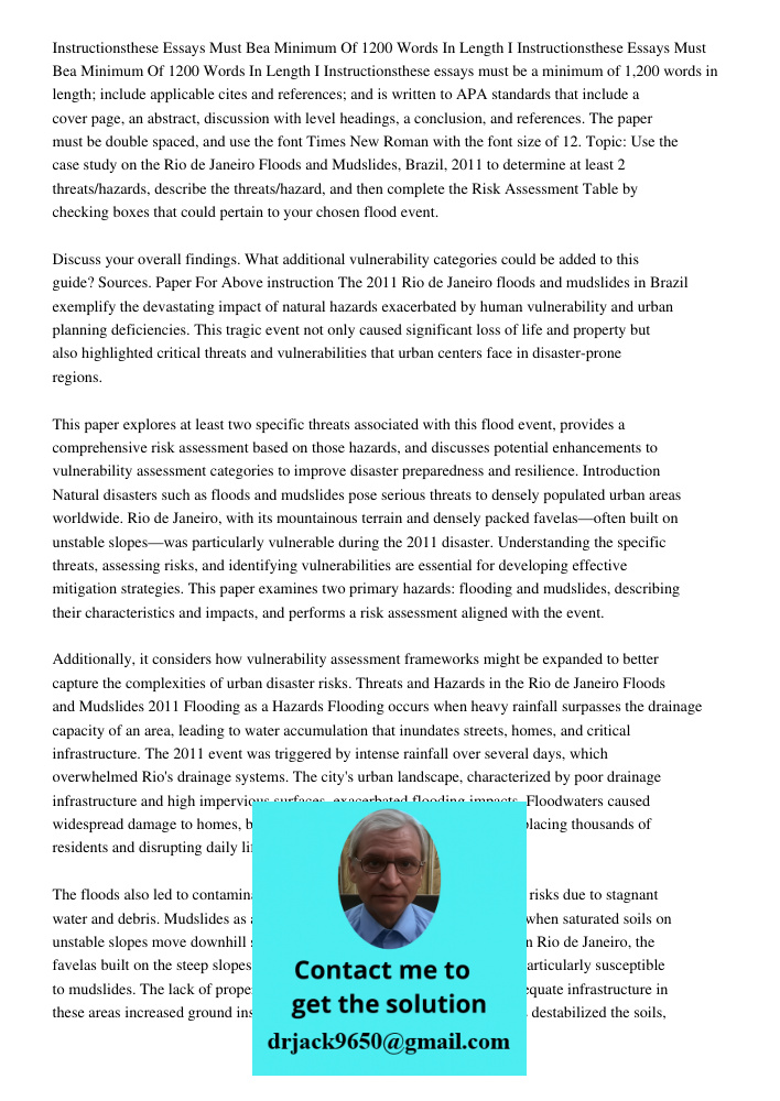 Instructionsthese essays must be a minimum of 1,200 words in length; include applicable cites and references; and is written to APA standards that include a cov