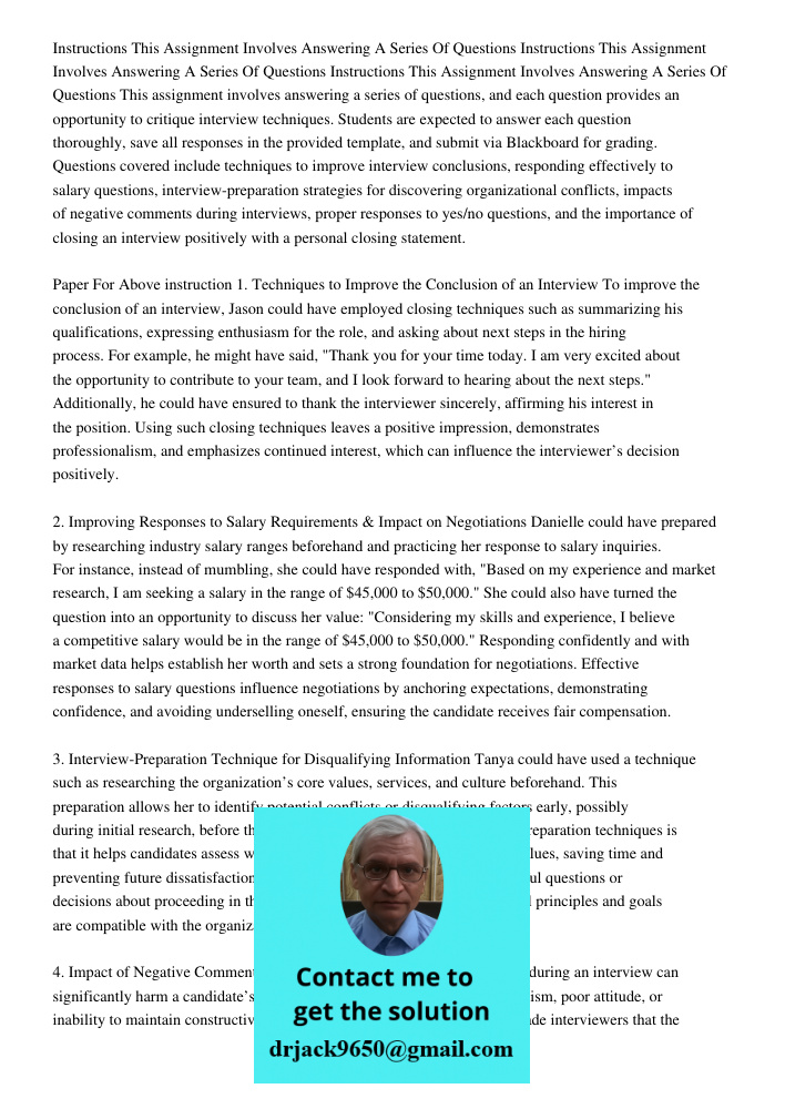 Instructions This Assignment Involves Answering A Series Of Questions This assignment involves answering a series of questions, and each question provides an op