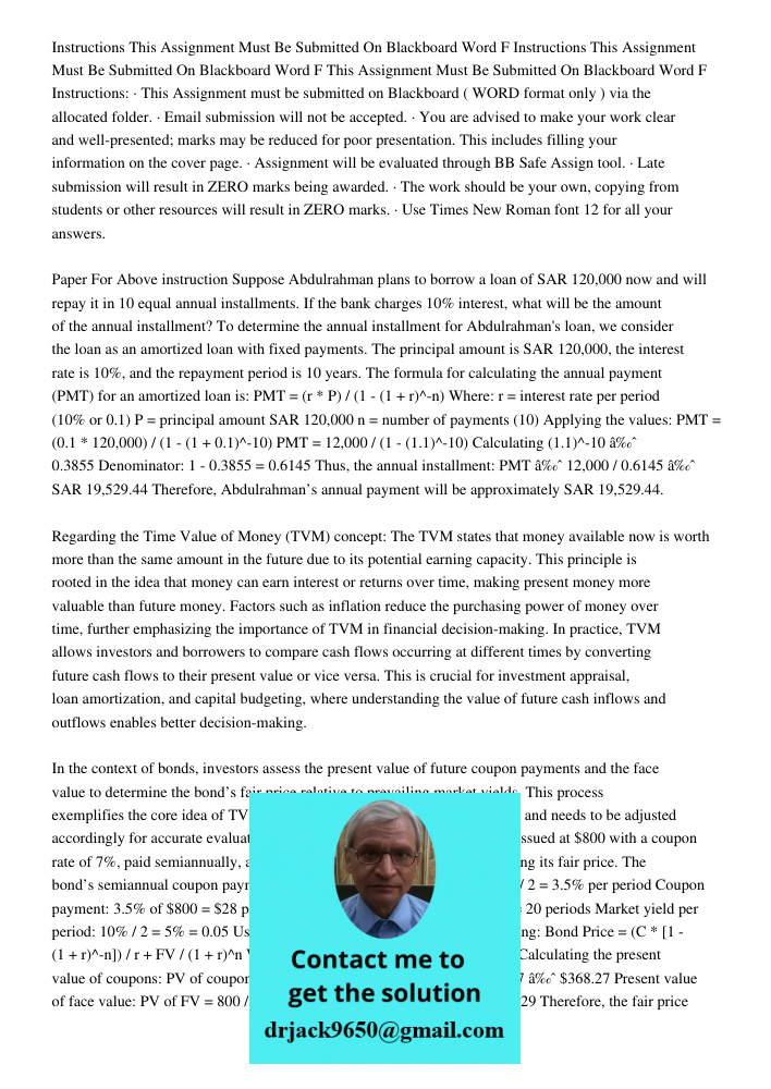 This Assignment Must Be Submitted On Blackboard Word F Instructions: · This Assignment must be submitted on Blackboard ( WORD format only ) via the allocated fo