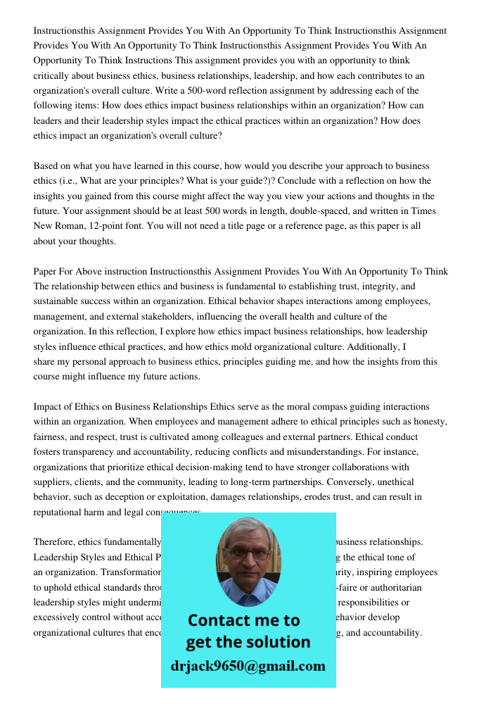 Instructionsthis Assignment Provides You With An Opportunity To Think Instructions This assignment provides you with an opportunity to think critically about bu