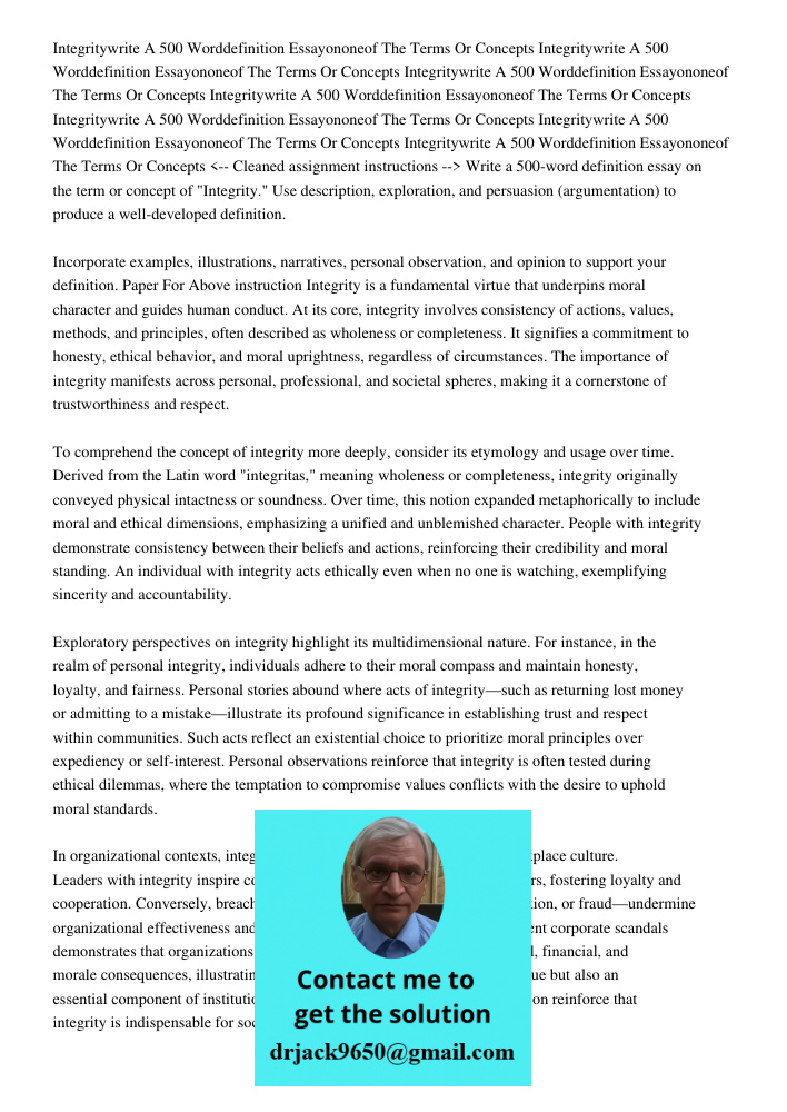 Integritywrite A 500 Worddefinition Essayononeof The Terms Or Concepts Integritywrite A 500 Worddefinition Essayononeof The Terms Or Concepts Integritywrite A 5