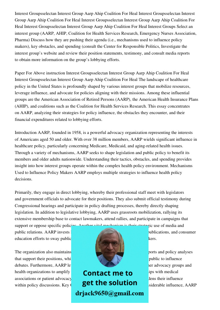 Interest Groupsselectan Interest Group Aarp Ahip Coalition For Heal Interest Groupsselectan Interest Group Aarp Ahip Coalition For Heal Interest Groups Select a