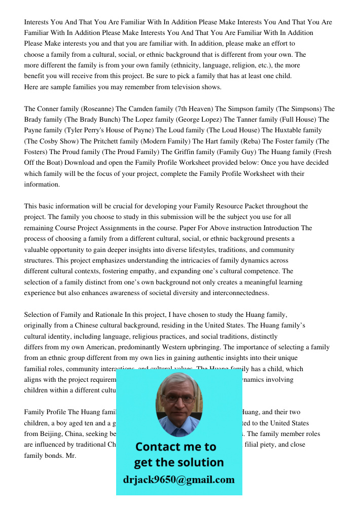 Interests You And That You Are Familiar With In Addition Please Make interests you and that you are familiar with. In addition, please make an effort to choose 