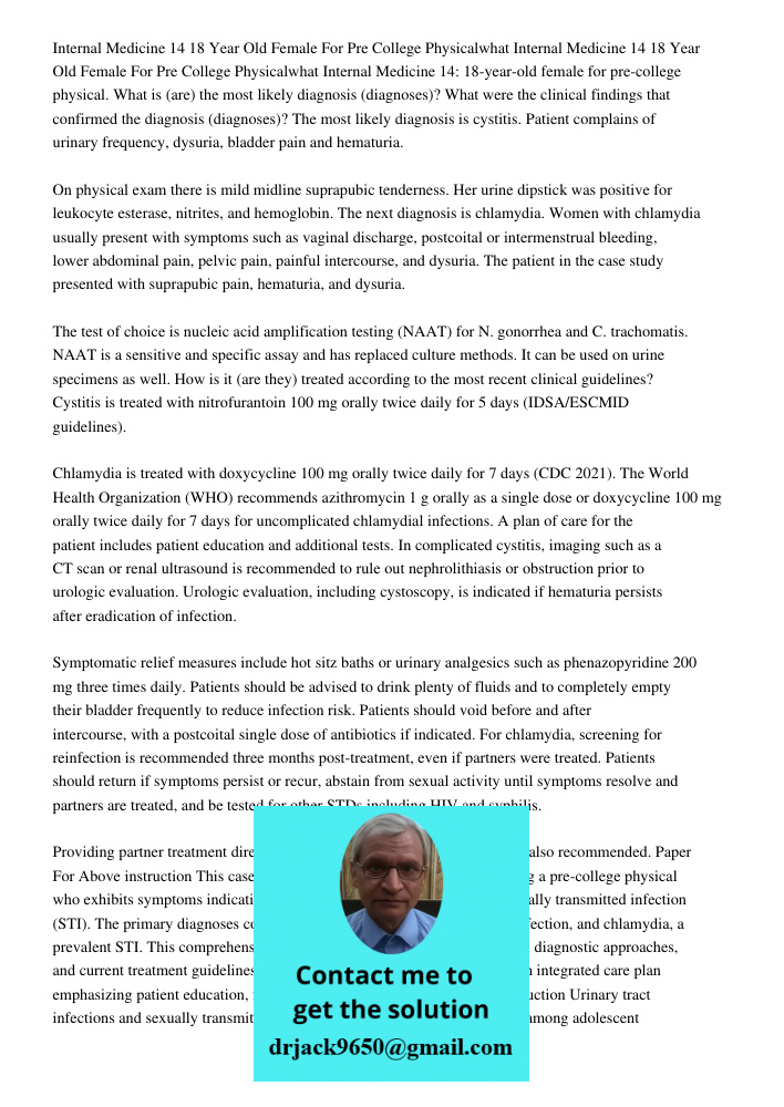 Internal Medicine 14: 18-year-old female for pre-college physical. What is (are) the most likely diagnosis (diagnoses)? What were the clinical findings that con