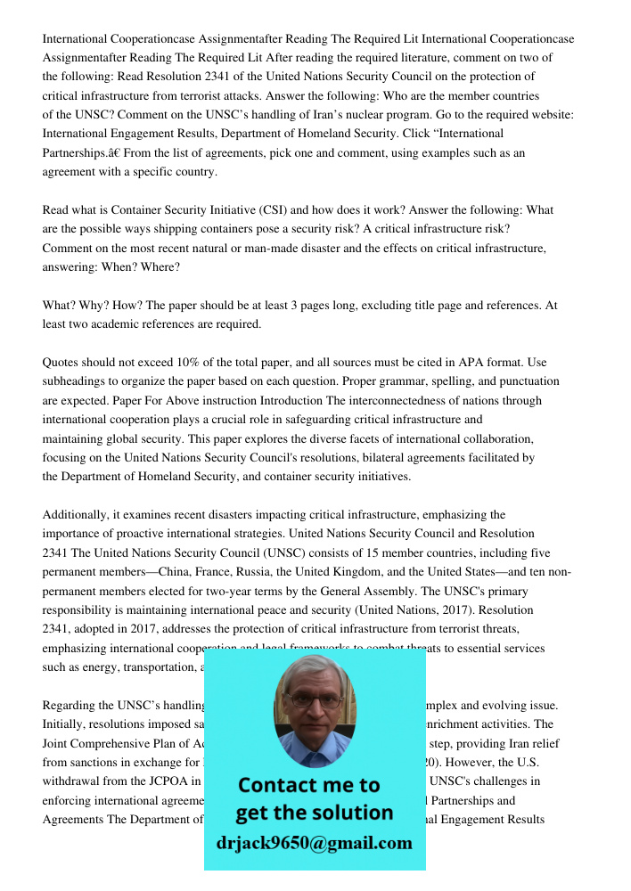 After reading the required literature, comment on two of the following: Read Resolution 2341 of the United Nations Security Council on the protection of critica