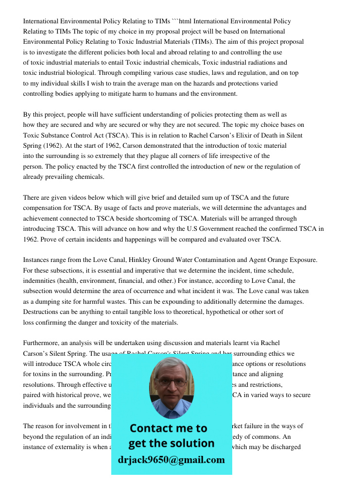 International Environmental Policy On TBTs