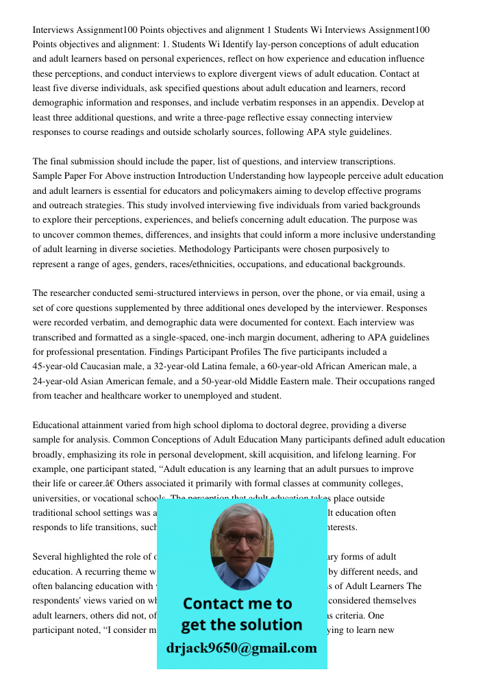 Identify lay-person conceptions of adult education and adult learners based on personal experiences, reflect on how experience and education influence these per