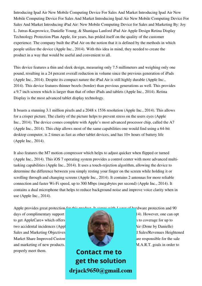 Introducing Ipad Air New Mobile Computing Device For Sales And Market Introducing iPad Air: New Mobile Computing Device for Sales and Marketing By: Joy L. Jutra