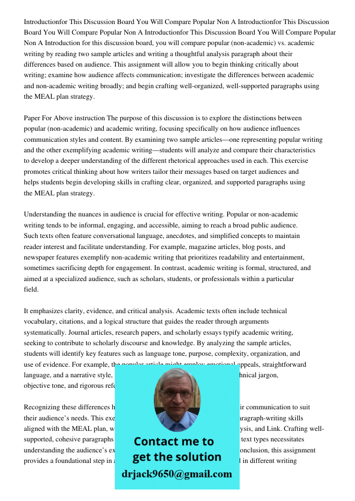 Introductionfor This Discussion Board You Will Compare Popular Non A Introduction for this discussion board, you will compare popular (non-academic) vs. academi