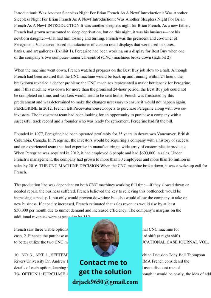Introductionit Was Another Sleepless Night For Brian French As A Newf INTRODUCTION It was another sleepless night for Brian French. As a new father, French had 