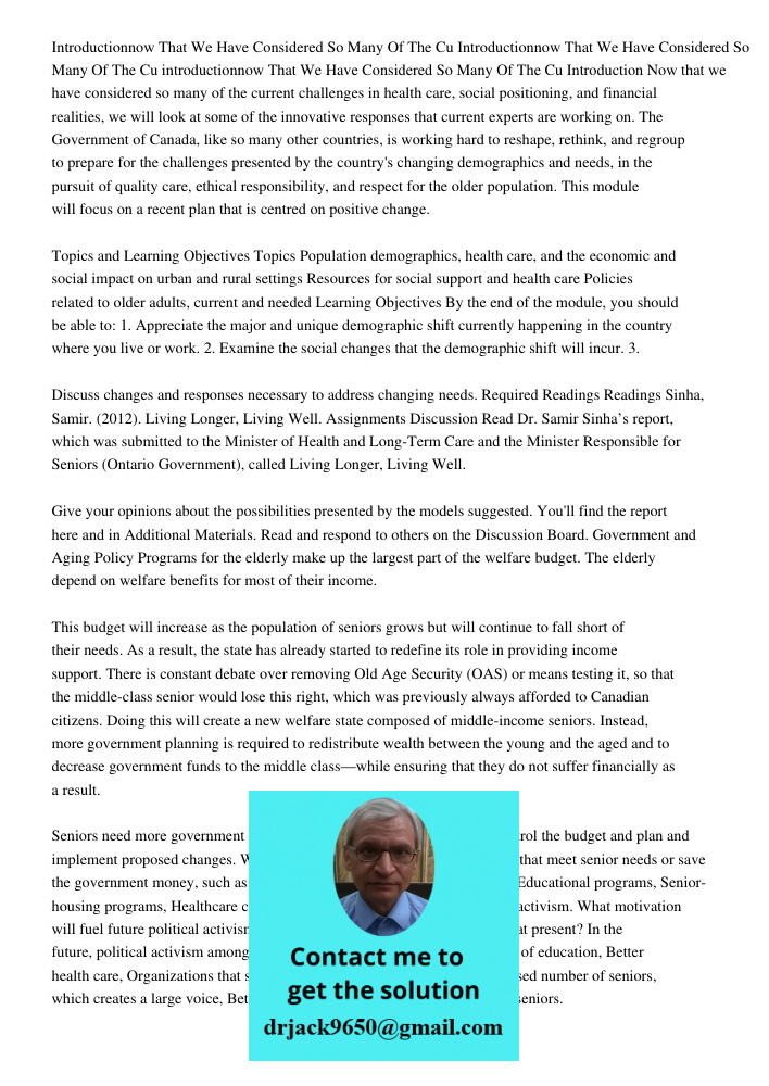 Introductionnow That We Have Considered So Many Of The Cu Introduction Now that we have considered so many of the current challenges in health care, social posi