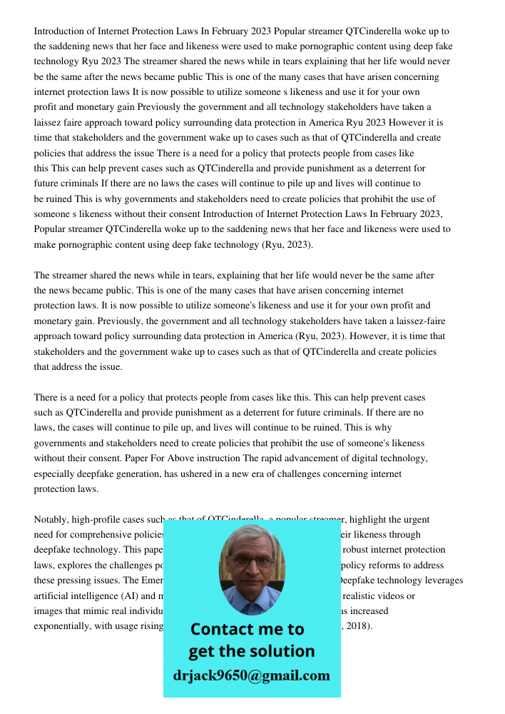 Paper For Above instruction The rapid advancement of digital technology, especially deepfake generation, has ushered in a new era of challenges concerning inter