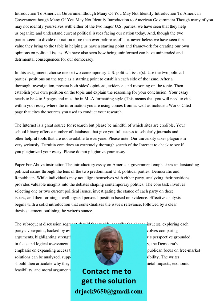 Introduction to American Government Though many of you may not identify yourselves with either of the two major U.S. parties, we have seen that they help us org