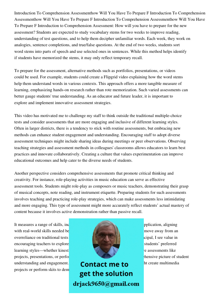 Introduction To Comprehension Assessmenthow Will You Have To Prepare F Introduction to Comprehension Assessment: How will you have to prepare for the new assess