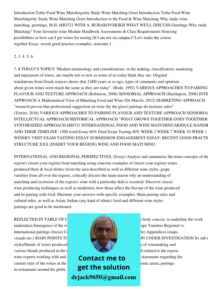 Introduction to the Food & Wine Matching Why study wine matching, greetings, M.H. 6HO721 WITH A. BURAKOVSKIKH WHAT WE'LL DISCUSS Greetings Why study Wine Matchi