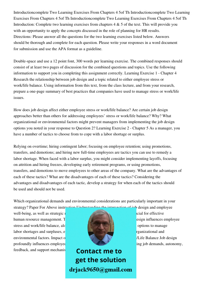 Introductioncomplete Two Learning Exercises From Chapters 4 5of Th Introduction: Complete two learning exercises from chapters 4 &amp; 5 of the text. This will 