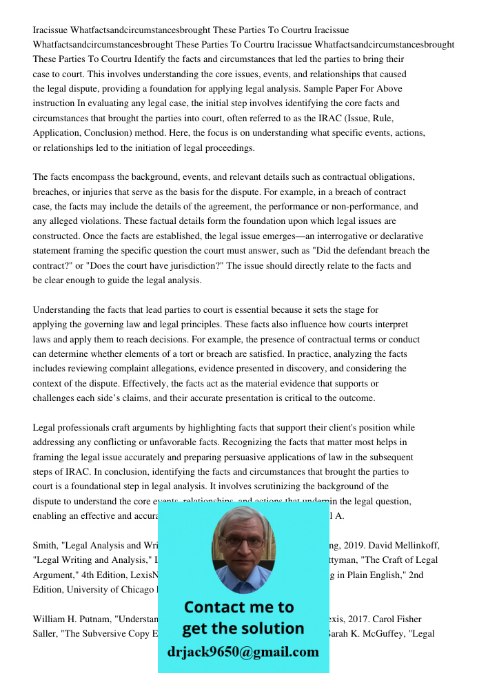 Iracissue Whatfactsandcircumstancesbrought These Parties To Courtru Identify the facts and circumstances that led the parties to bring their case to court. This