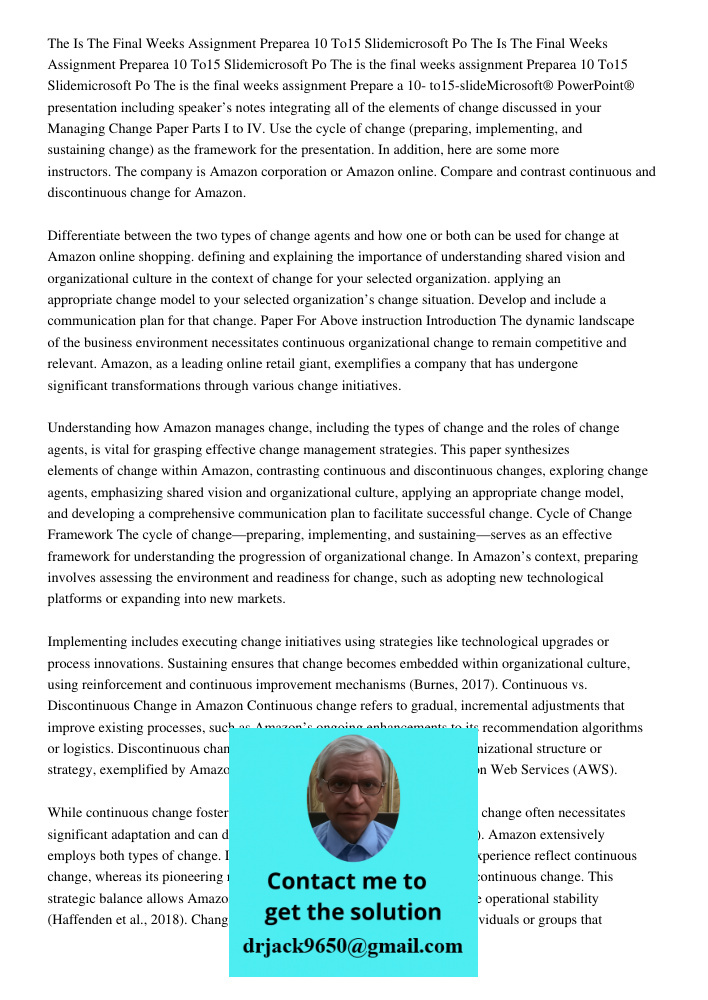 The is the final weeks assignment Preparea 10 To15 Slidemicrosoft Po The is the final weeks assignment Prepare a 10- to15-slideMicrosoft® PowerPoint® presentati