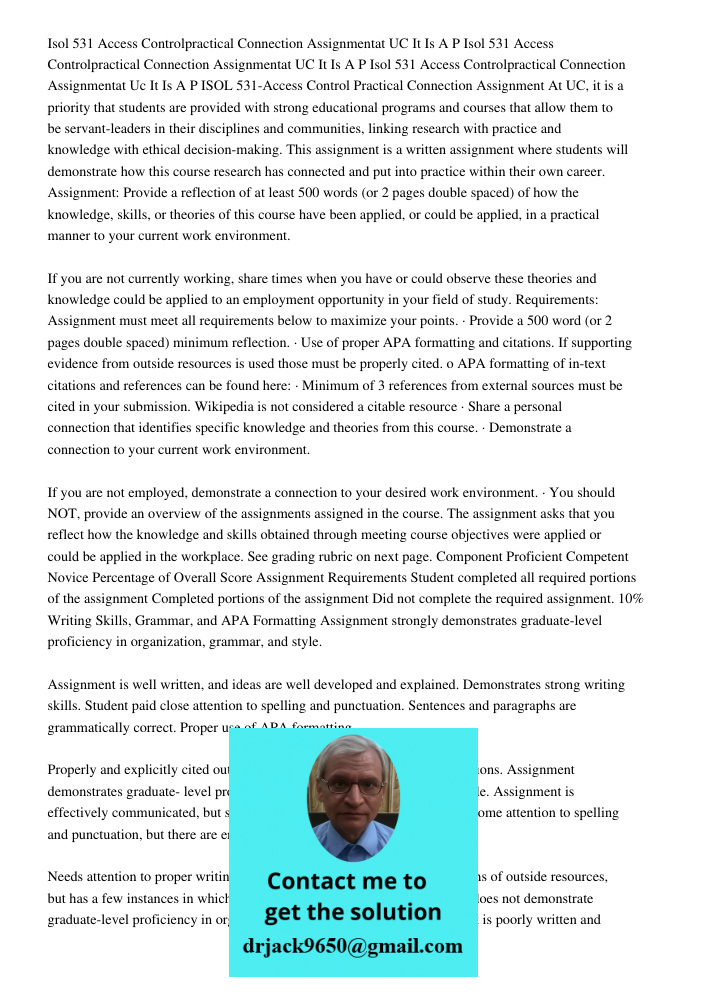 Isol 531 Access Controlpractical Connection Assignmentat Uc It Is A P ISOL 531-Access Control Practical Connection Assignment At UC, it is a priority that stude