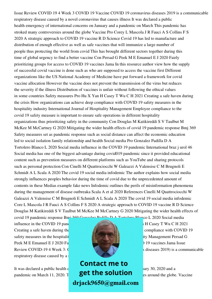 Issue Review COVID-19 Week 3: COVID-19 Vaccine