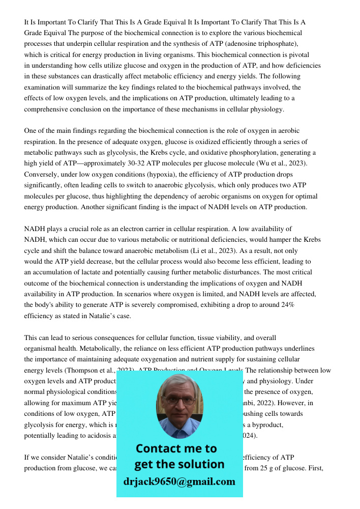 The purpose of the biochemical connection is to explore the various biochemical processes that underpin cellular respiration and the synthesis of ATP (adenosine