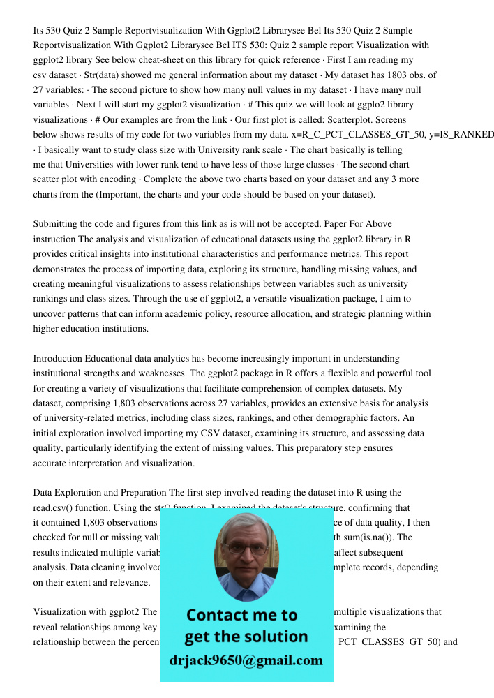 ITS 530: Quiz 2 sample report Visualization with ggplot2 library See below cheat-sheet on this library for quick reference · First I am reading my csv dataset ·