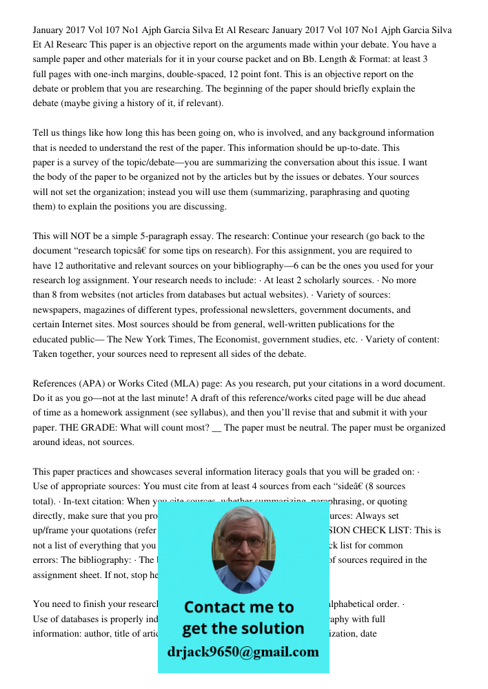 This paper is an objective report on the arguments made within your debate. You have a sample paper and other materials for it in your course packet and on Bb. 