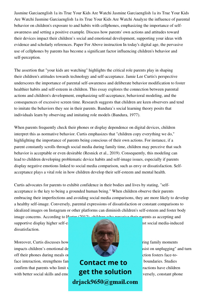 Jasmine Garciaenglish 1a 2998901252020its True Your Kids Are Watchi Analyze the influence of parental behavior on children's exposure to and habits with cellpho