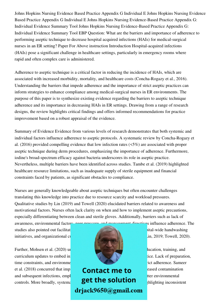 Johns Hopkins Nursing Evidence-Based Practice Appendix G: Individual Evidence Summary Tool Johns Hopkins Nursing Evidence-Based Practice Appendix G: Individual 