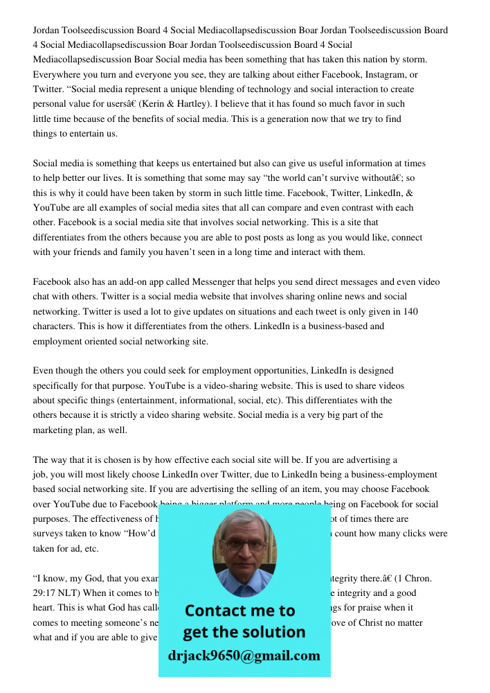 Jordan Toolseediscussion Board 4 Social Mediacollapsediscussion Boar Social media has been something that has taken this nation by storm. Everywhere you turn an