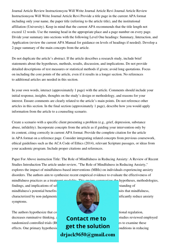 Provide a title page in the current APA format including only your name, the paper title (referring to the article title), and the institutional affiliation (Un