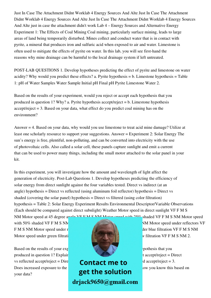 Just In Case The Attachment Didnt Worklab 4 Energy Sources And Alte just in case the attachment didn't work Lab 4 – Energy Sources and Alternative Energy Experi