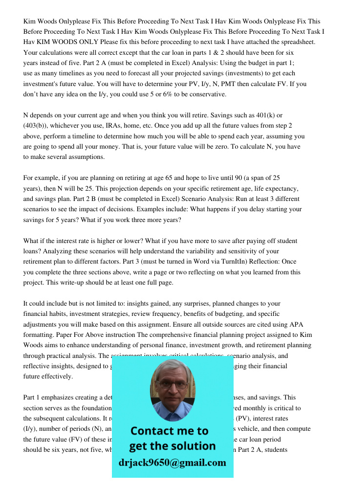 Kim Woods Onlyplease Fix This Before Proceeding To Next Task I Hav KIM WOODS ONLY Please fix this before proceeding to next task I have attached the spreadsheet